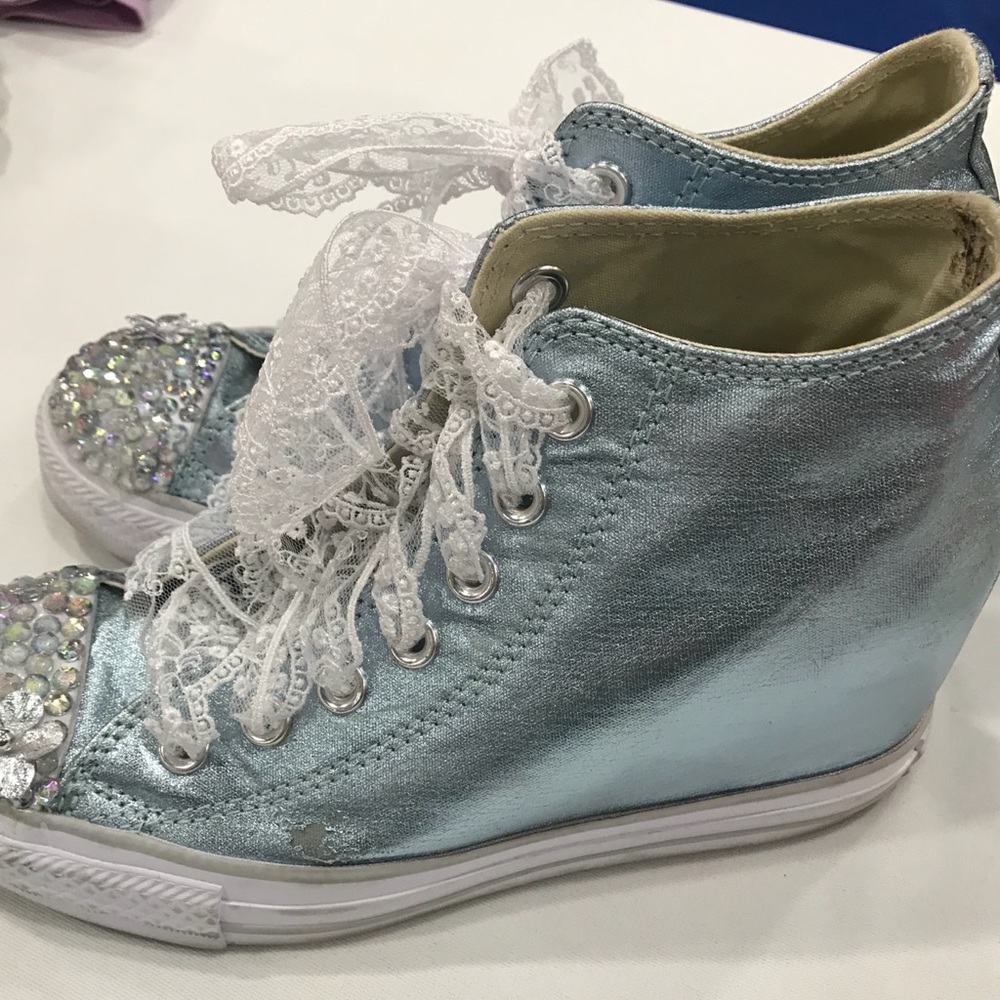 Metallic Powder Blue High-Top Converse - New